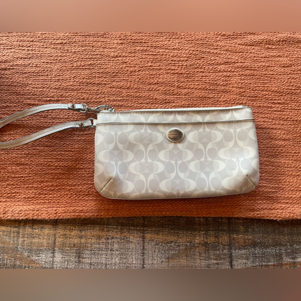 Coach Beige Patterned Wristlet